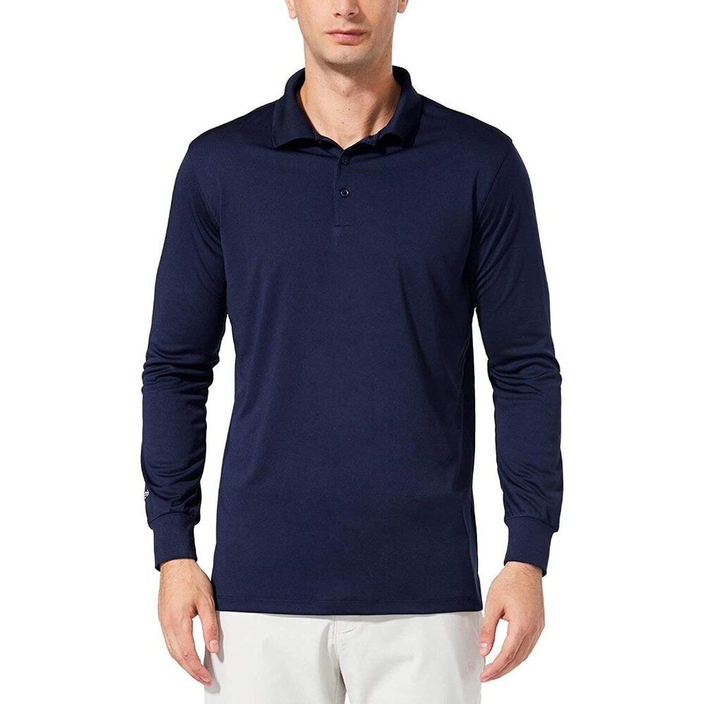 BALEAF Men Golf‎ Polo Tee Long Sleeve Collar Pullover Top Sz XL Blue Active 6-15